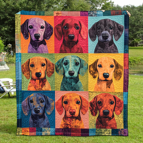 Cuddly Dachshund Quilted Blanket