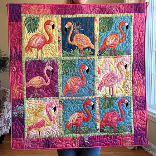 Cuddly Flamingo Quilted Blanket