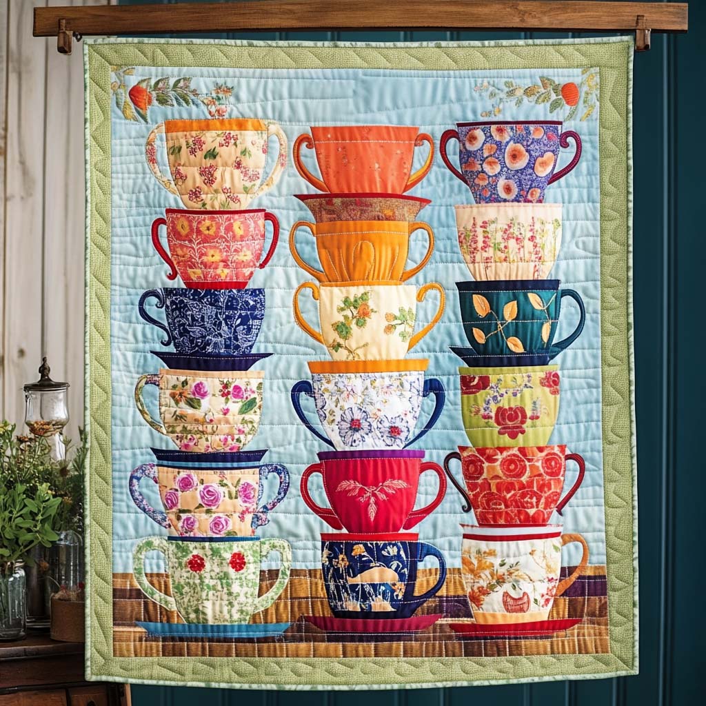 Cup Tower Quilted Blanket