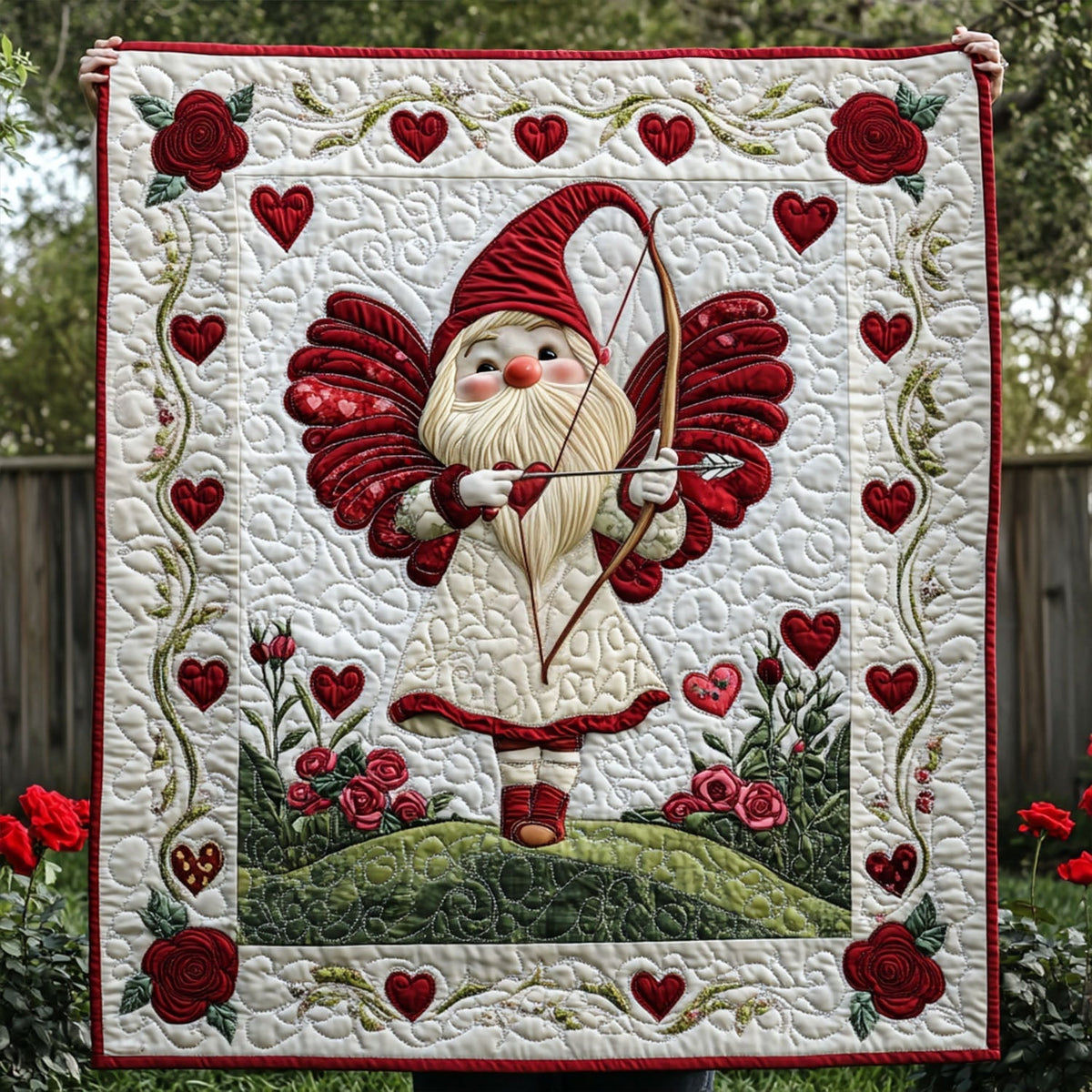 Cupids Gnome Quilted Blanket
