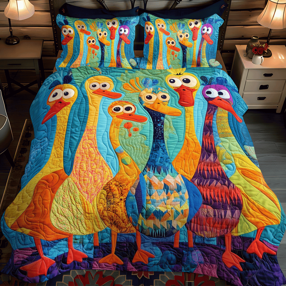 Curious Duck 3-Piece Quilted Bedding Set