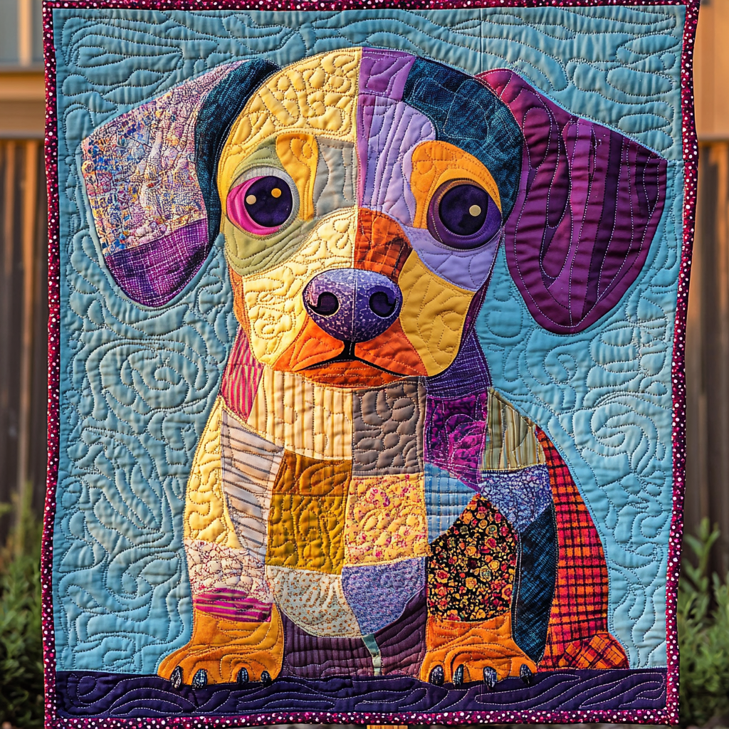 Curious Sausage Quilted Blanket