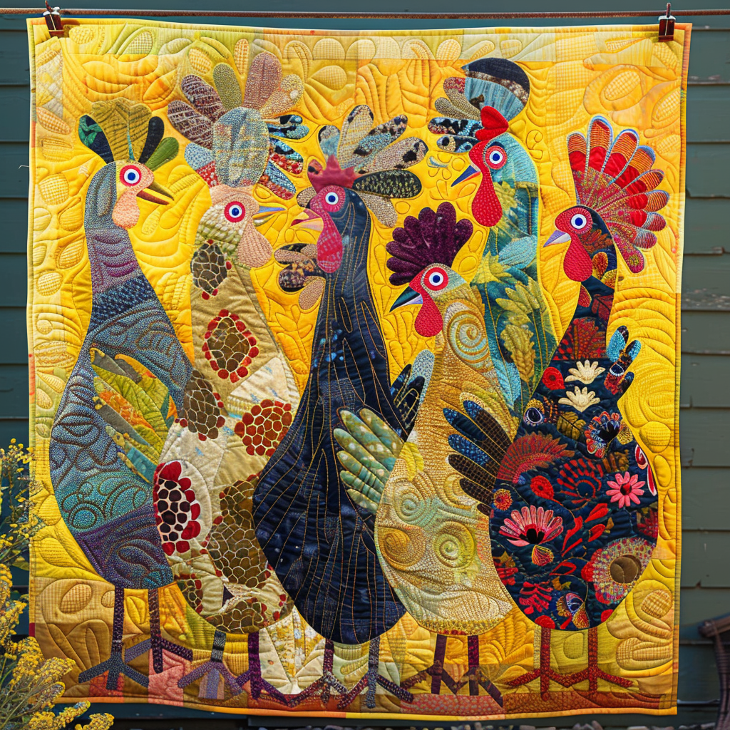 Cute Turkey Quilted Blanket