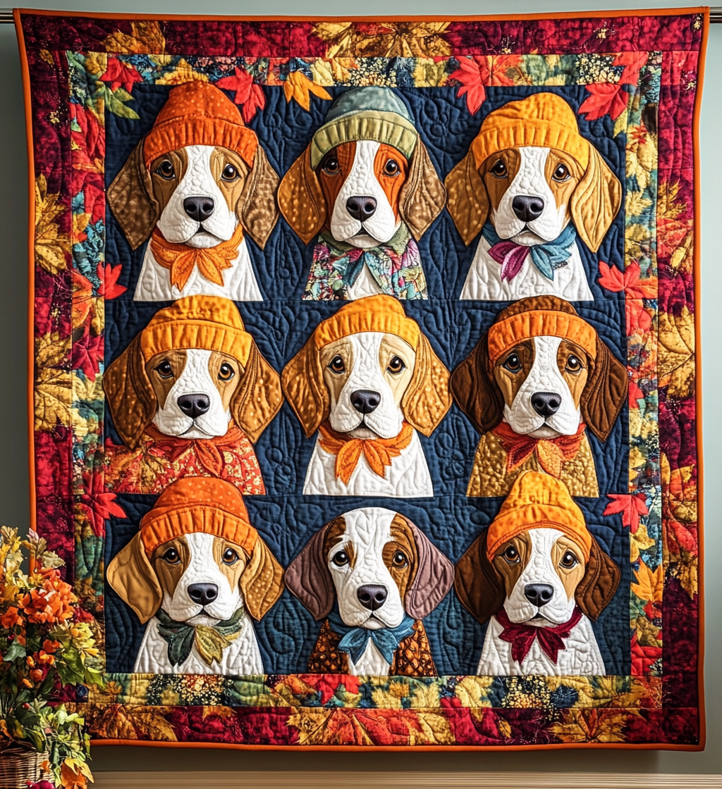 Cute Beagles Quilted Blanket