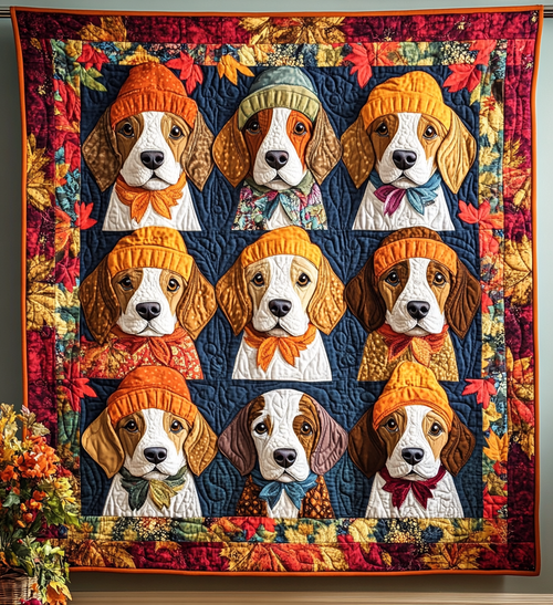 Cute Beagles Quilted Blanket