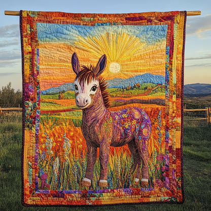 Cute Donkey Design Quilted Blanket