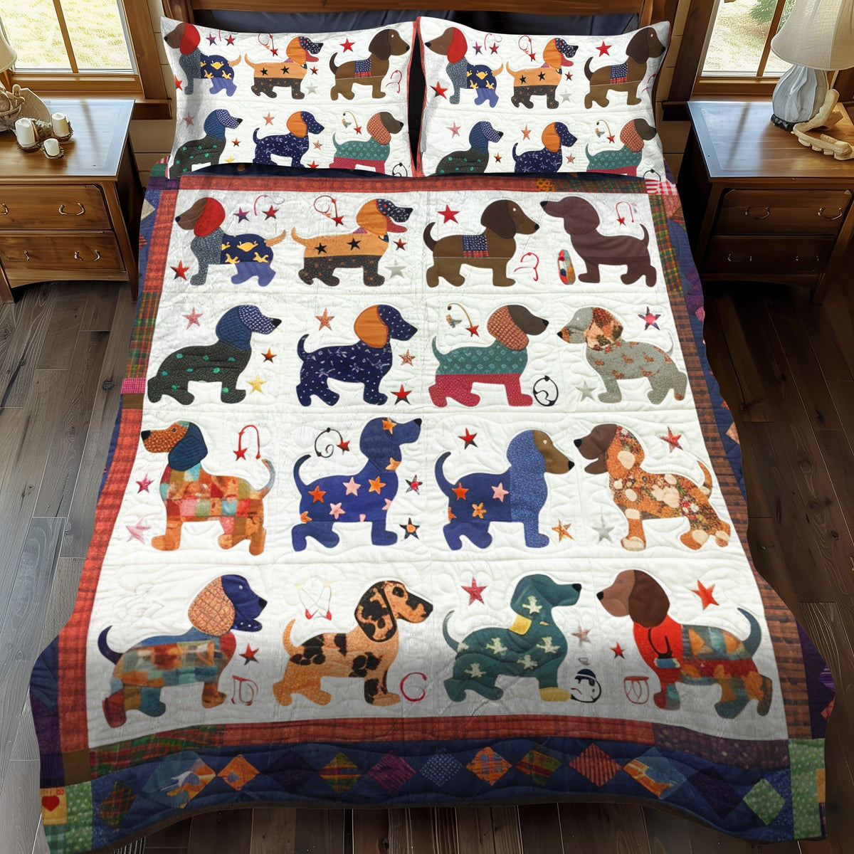 Dachshund Dreams 3-Piece Quilted Bedding Set