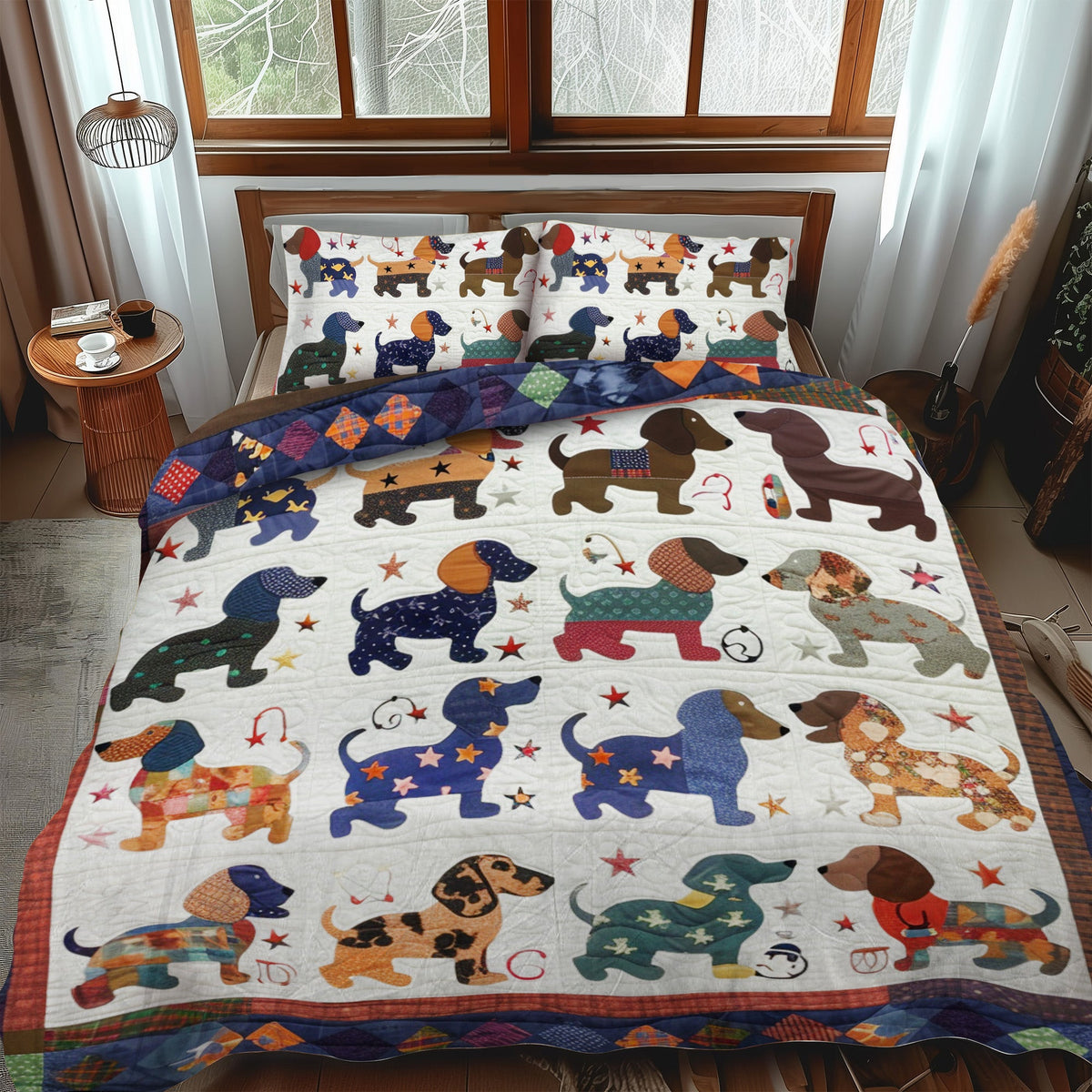 Dachshund Dreams 3-Piece Quilted Bedding Set