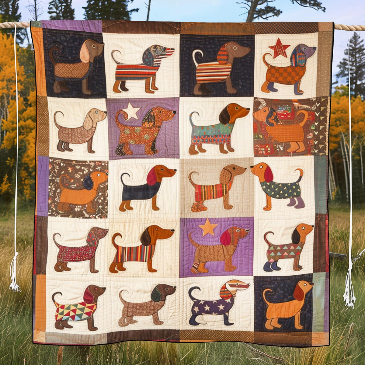 Dachshund Dreamland Quilted Blanket