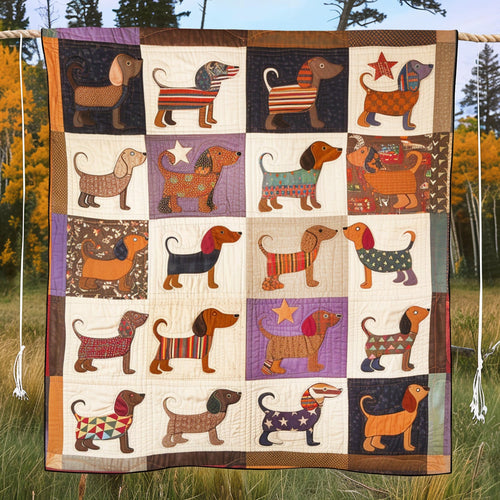 Dachshund Dreamland Quilted Blanket