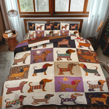 Dachshund Dreamscapes 3-Piece Quilted Bedding Set