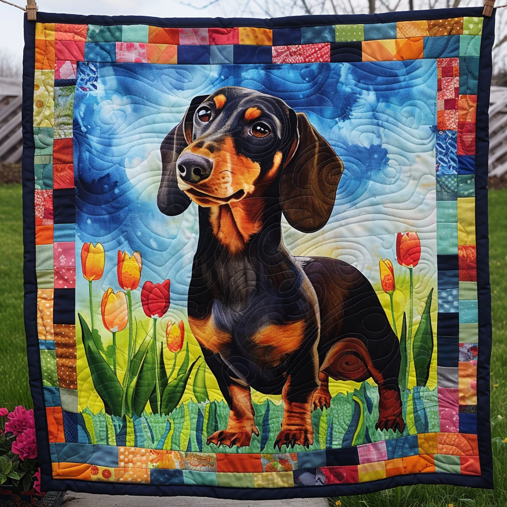Dachshund Haven Quilted Blanket