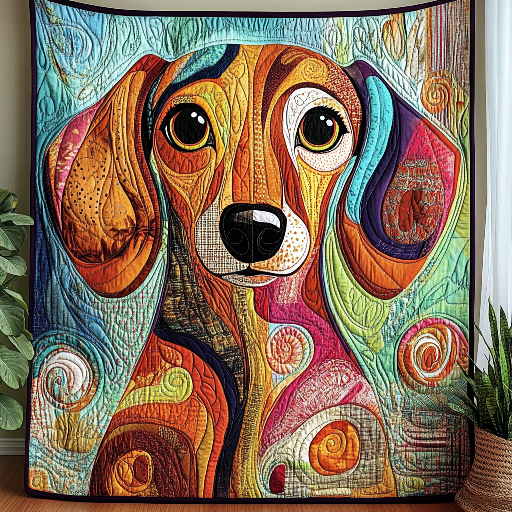 Dachshund Delight Quilted Blanket