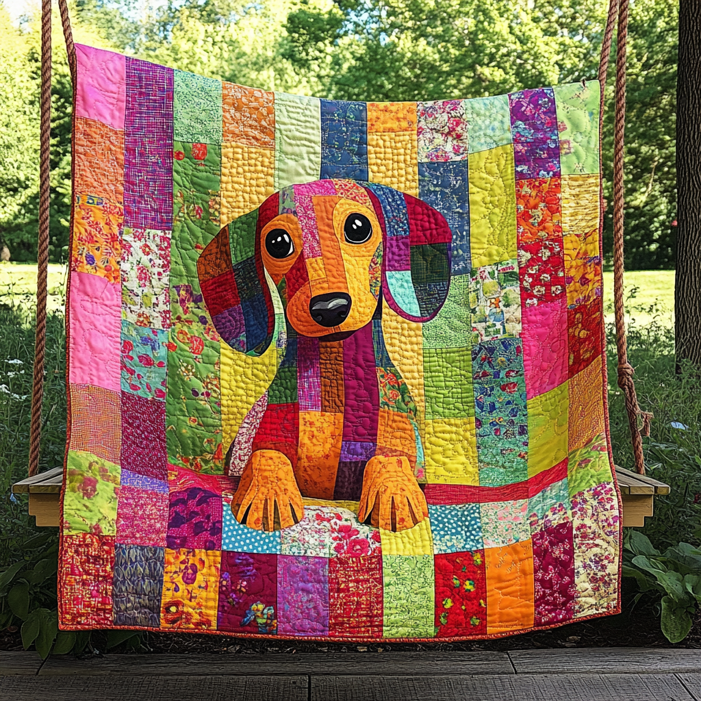 Dachshund Dreamscape Quilted Blanket
