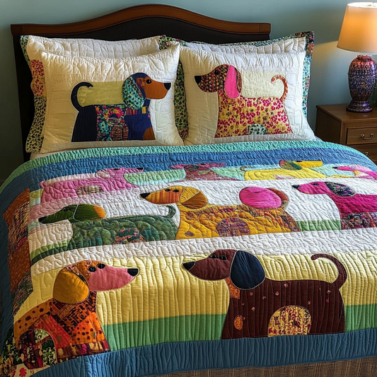 Dachshund Love 3-Piece Quilted Bedding Set