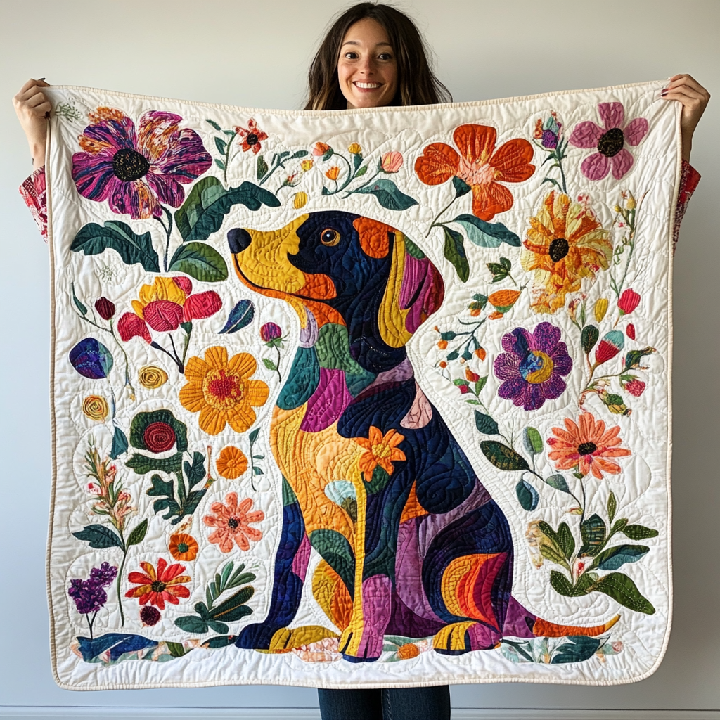 Dachsie Doodles Quilted Blanket