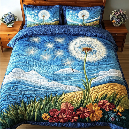 Dandelion Hope 3-Piece Quilted Bedding Set