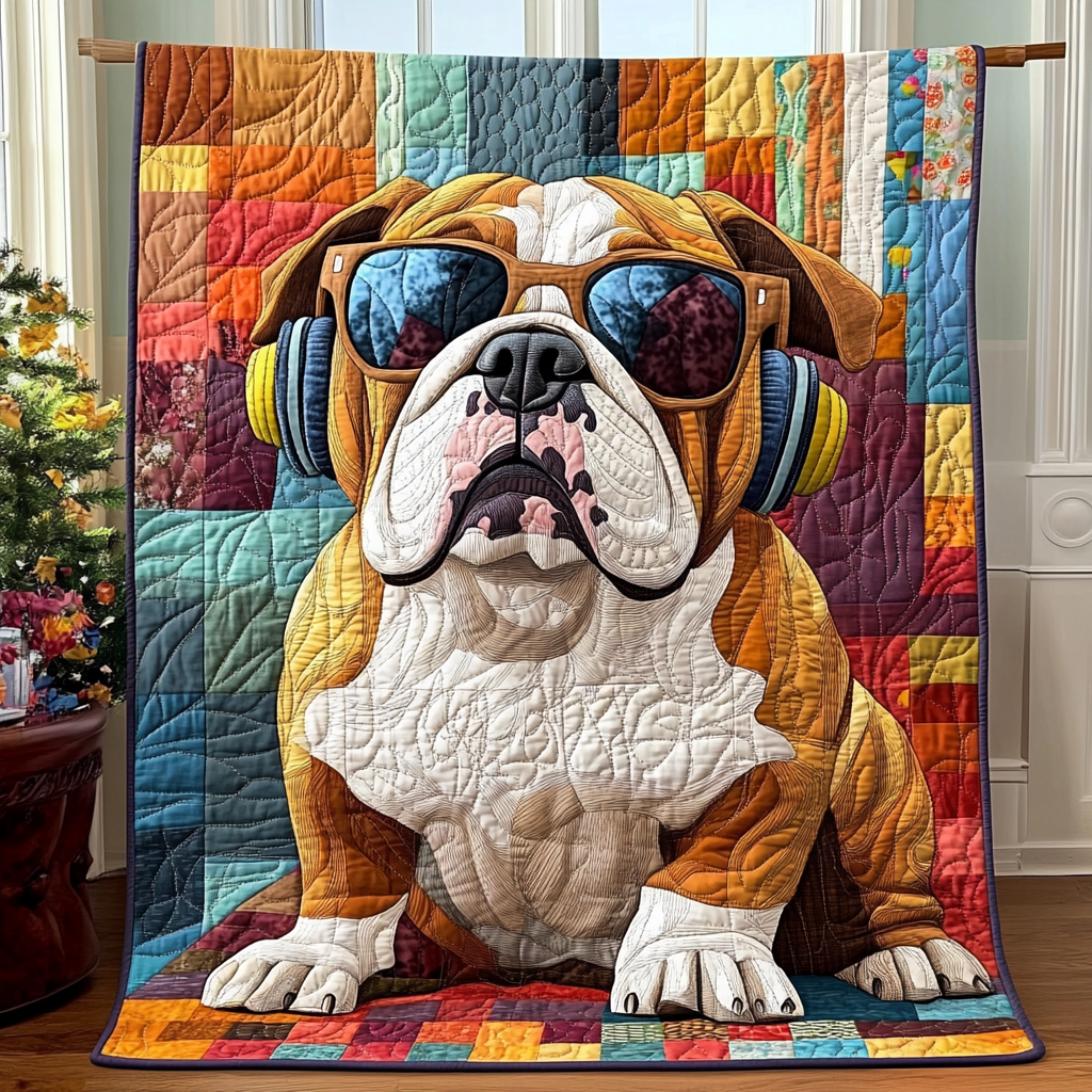 Dapper Bulldog Delight Quilted Blanket