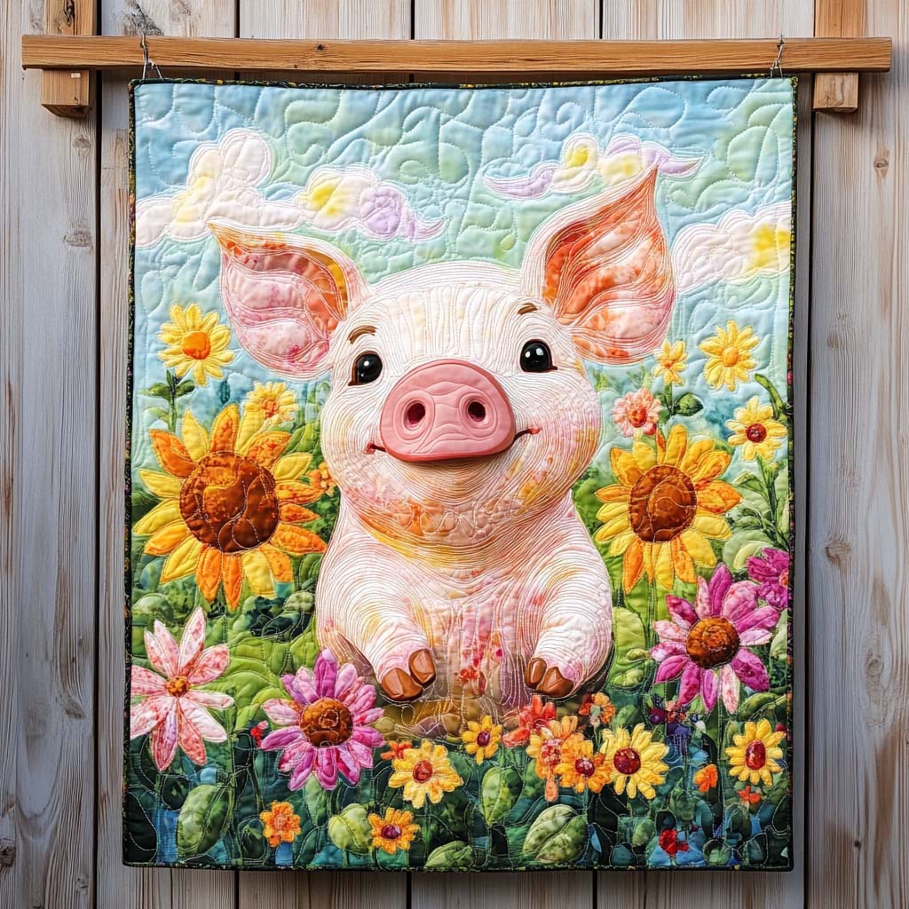 Dapper Piglet Quilted Blanket