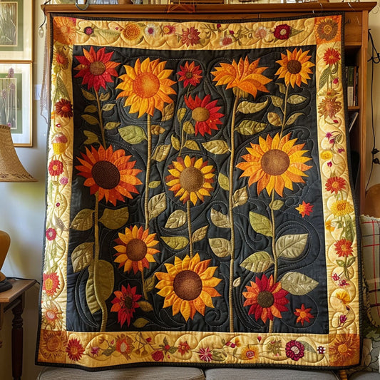 Dappled Sunflower Harmony Quilted Blanket
