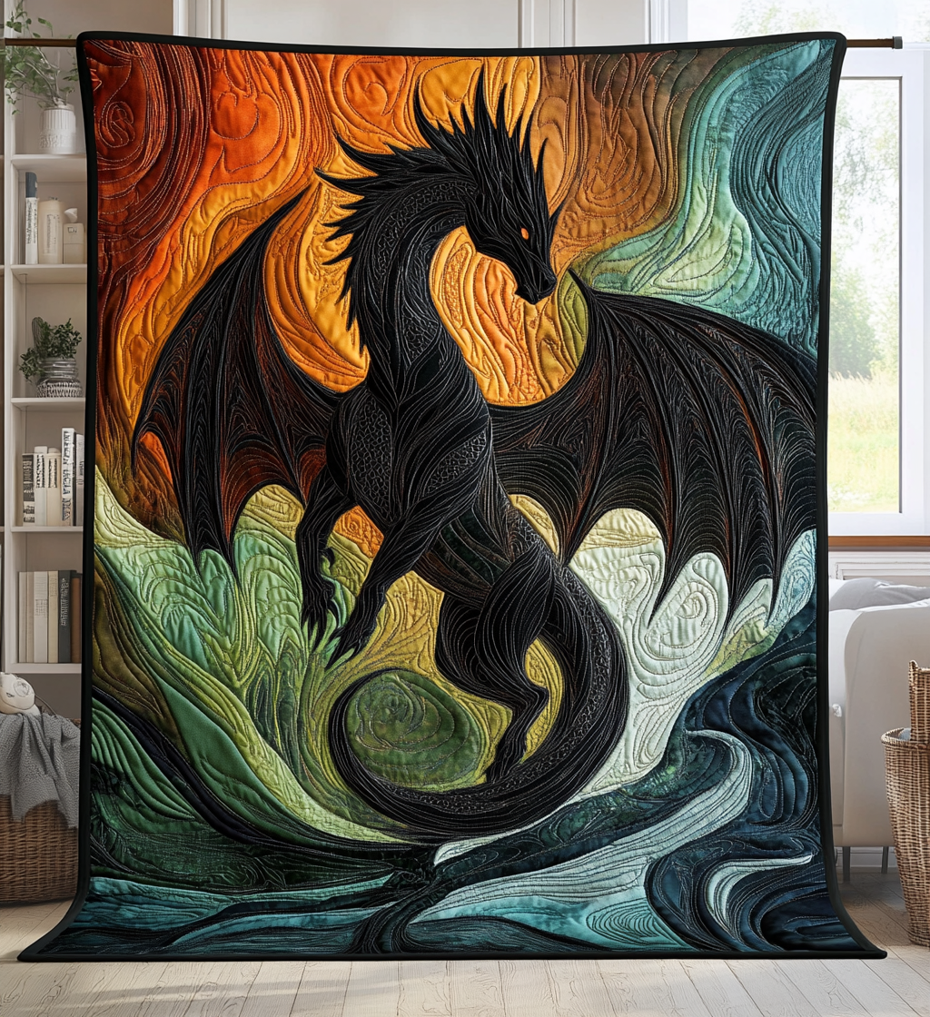Dark Wing Quilted Blanket