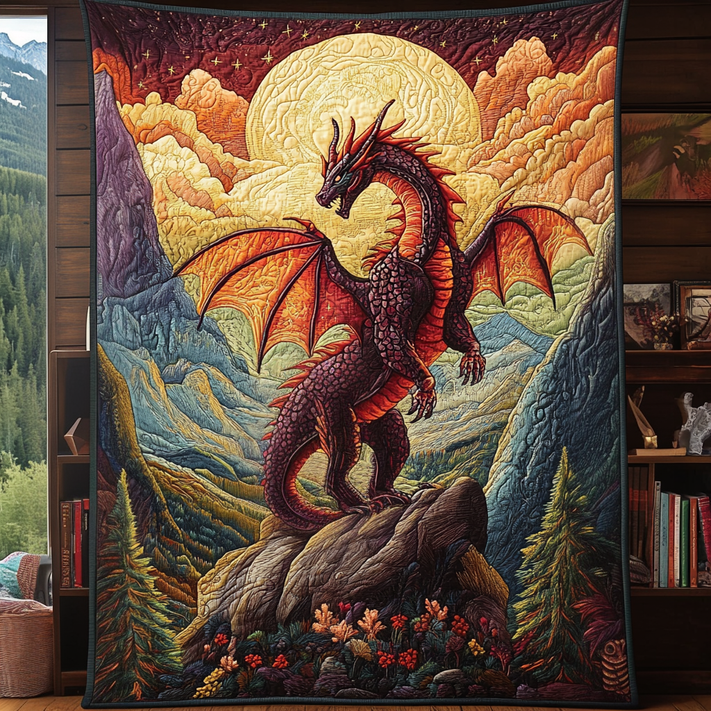 Dark Ember Quilted Blanket