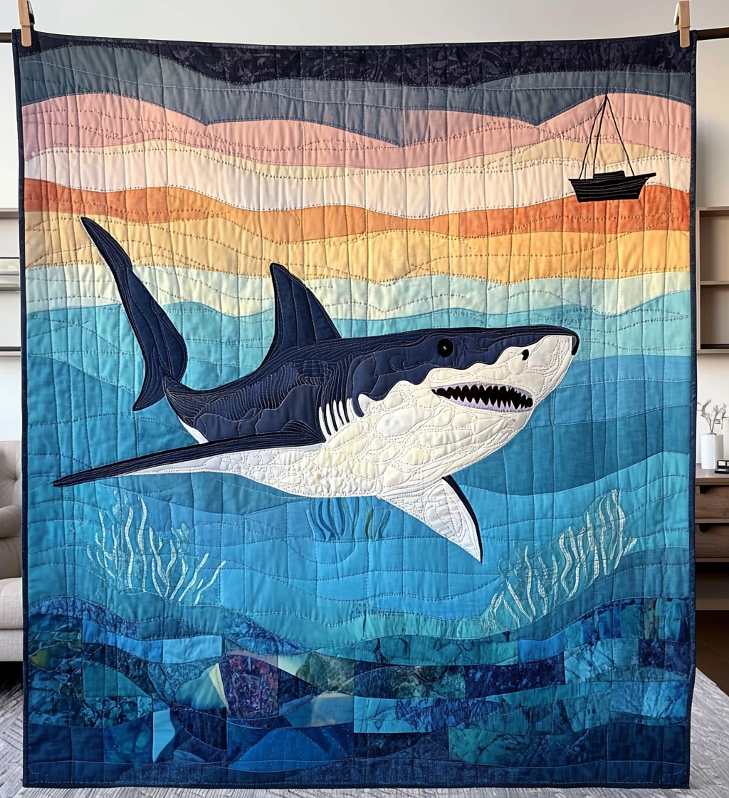 Deep Blue Hunter Quilted Blanket
