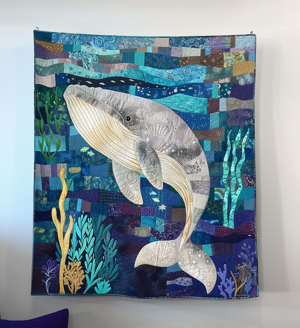Deep Blue Quilted Blanket