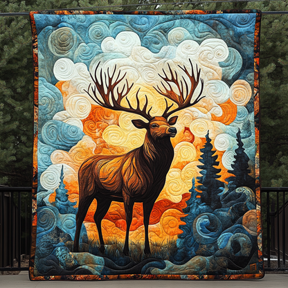 Deer Cloud Quilted Blanket