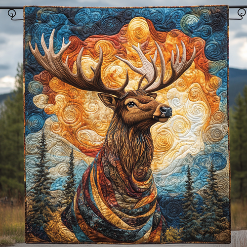 Deer Head Cloud Quilted Blanket