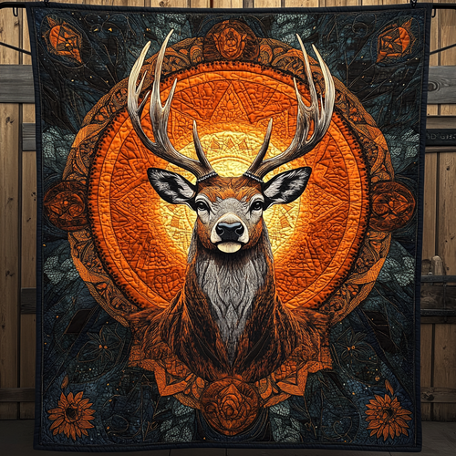 Deer Mandala Quilted Blanket