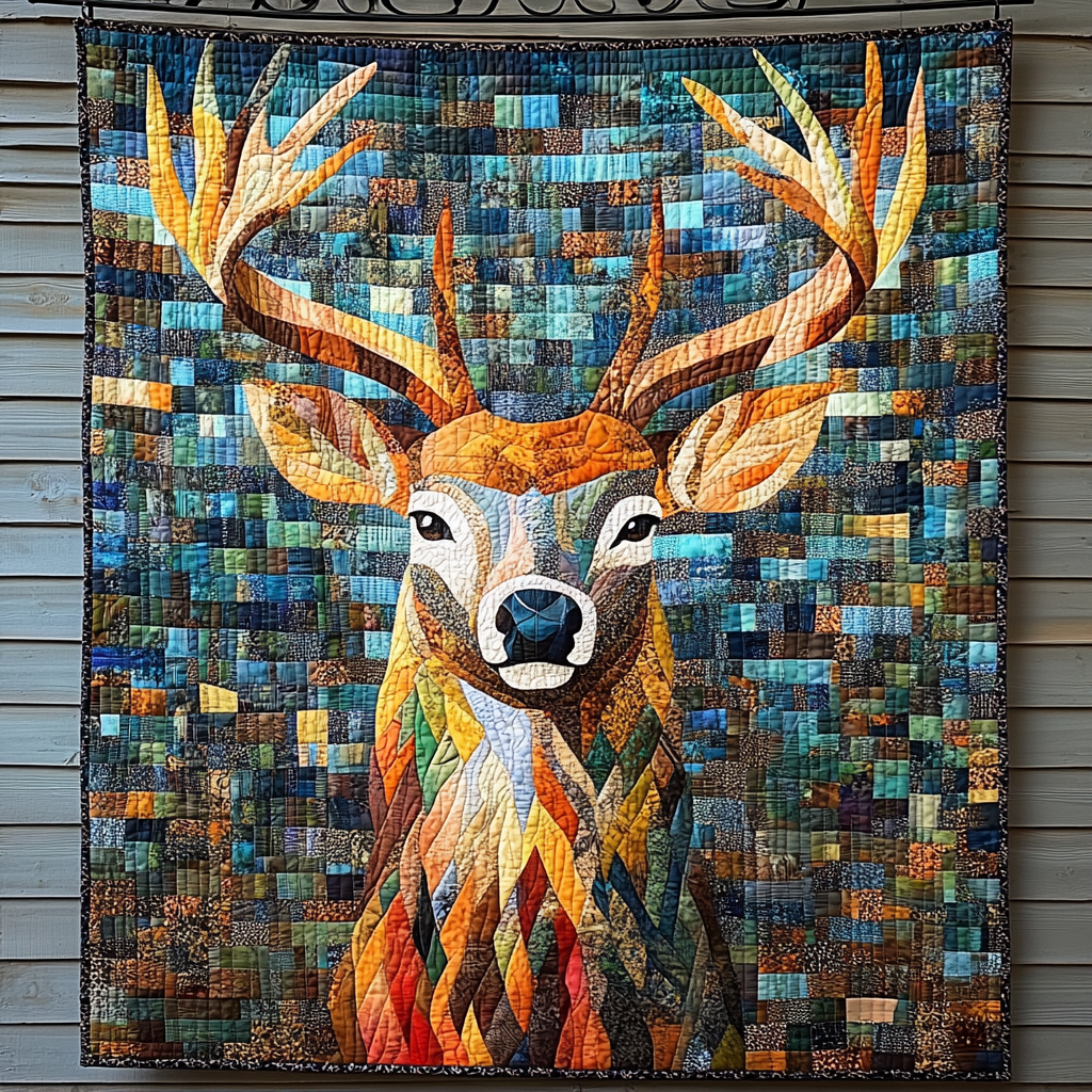 Deer Patchworks Quilted Blanket