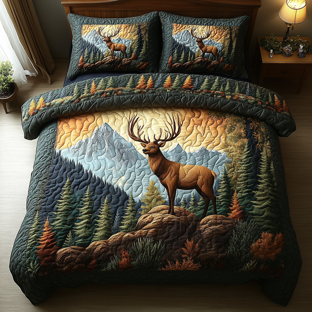 Deer Tracks 3-Piece Quilted Bedding Set