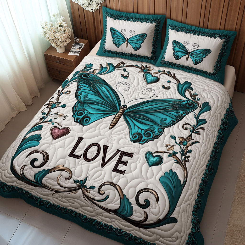 Delicate Love 3-Piece Quilted Bedding Set