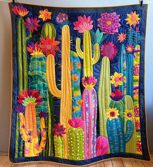 Desert Flora Fiesta Quilted Blanket
