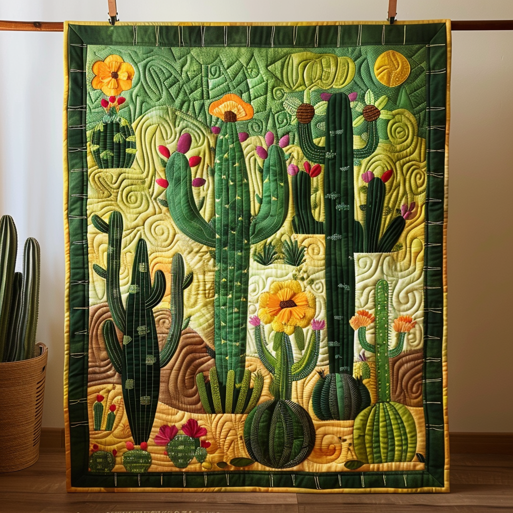Desert Greenery Quilted Blanket