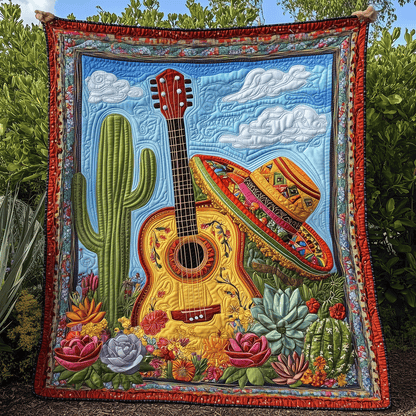Desert Guitar Dreams Quilted Blanket