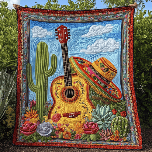 Desert Guitar Dreams Quilted Blanket
