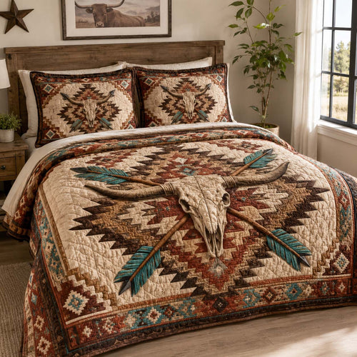 Desert Skull 3-Piece Quilted Bedding Set