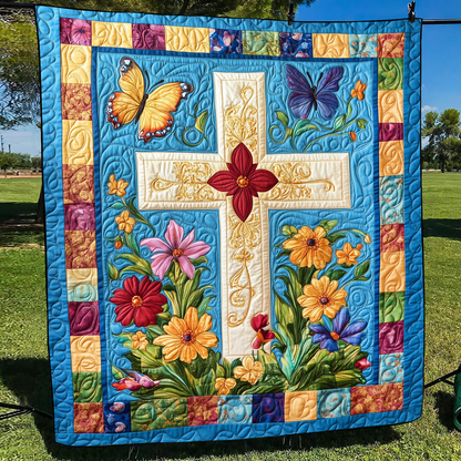Divine Cross Quilted Blanket