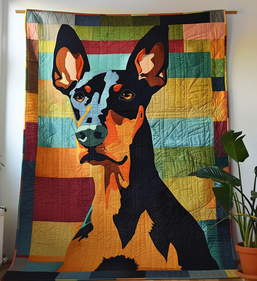 Doberman Prowess Quilted Blanket