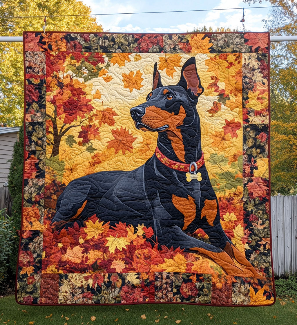 Doberman Guardian Quilted Blanket