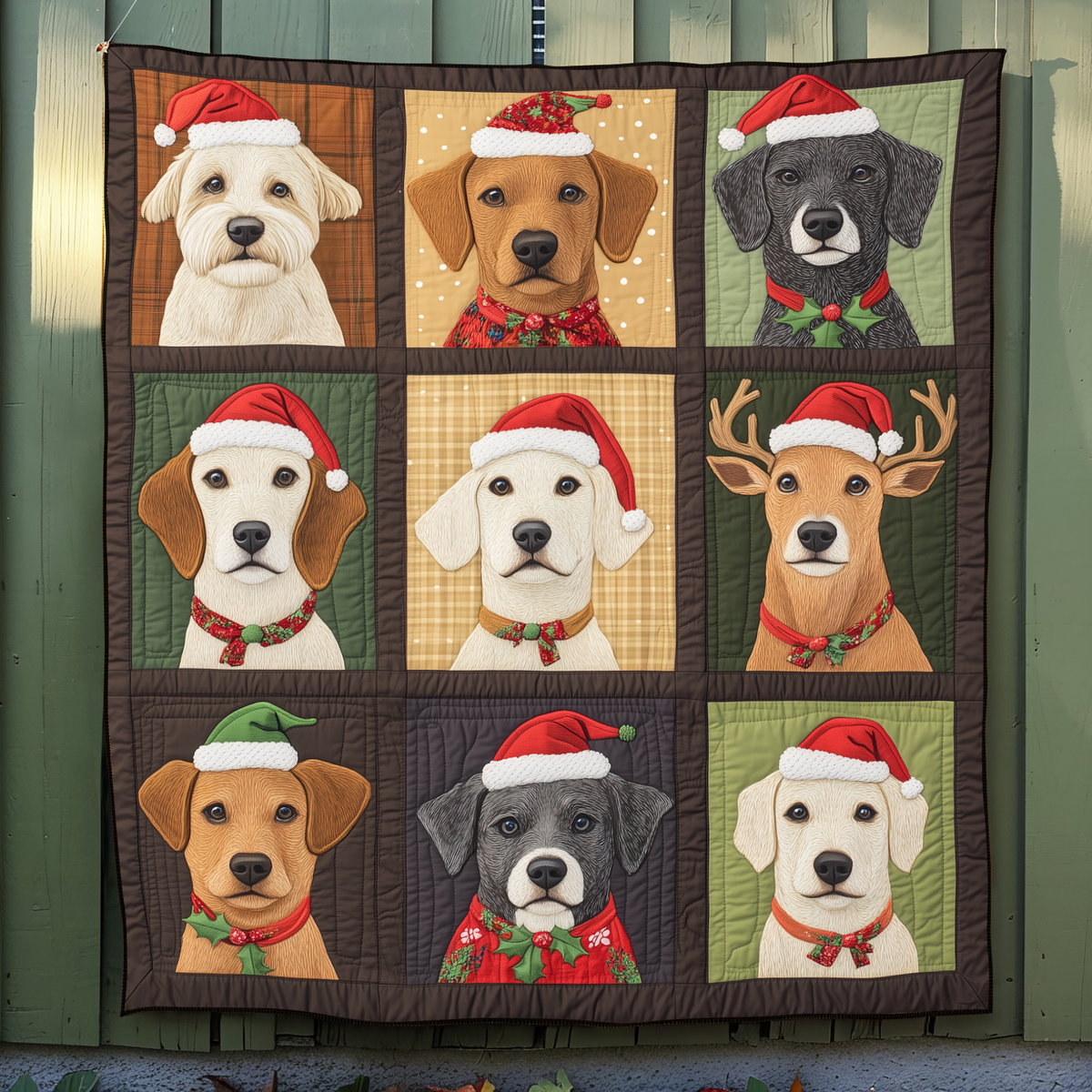 Dog Christmas Magic Quilted Blanket