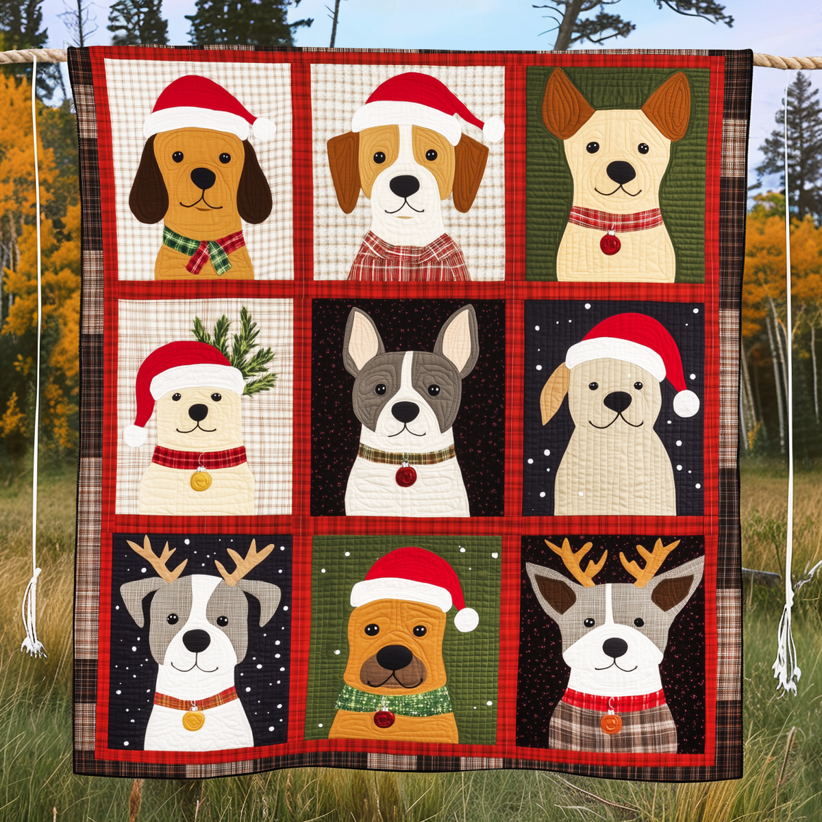 Dog Holiday Delight Quilted Blanket