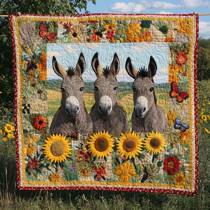 Donkey-Inspired Sunflowers Quilted Blanket