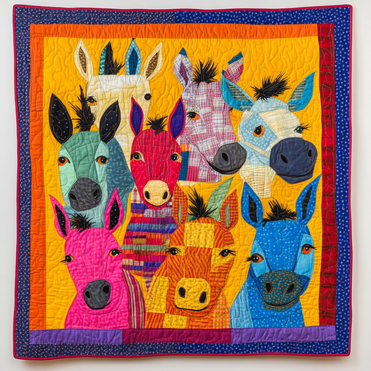 Donkey Applique Pattern Quilted Blanket