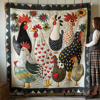Dotty Chicken Haven Quilted Blanket