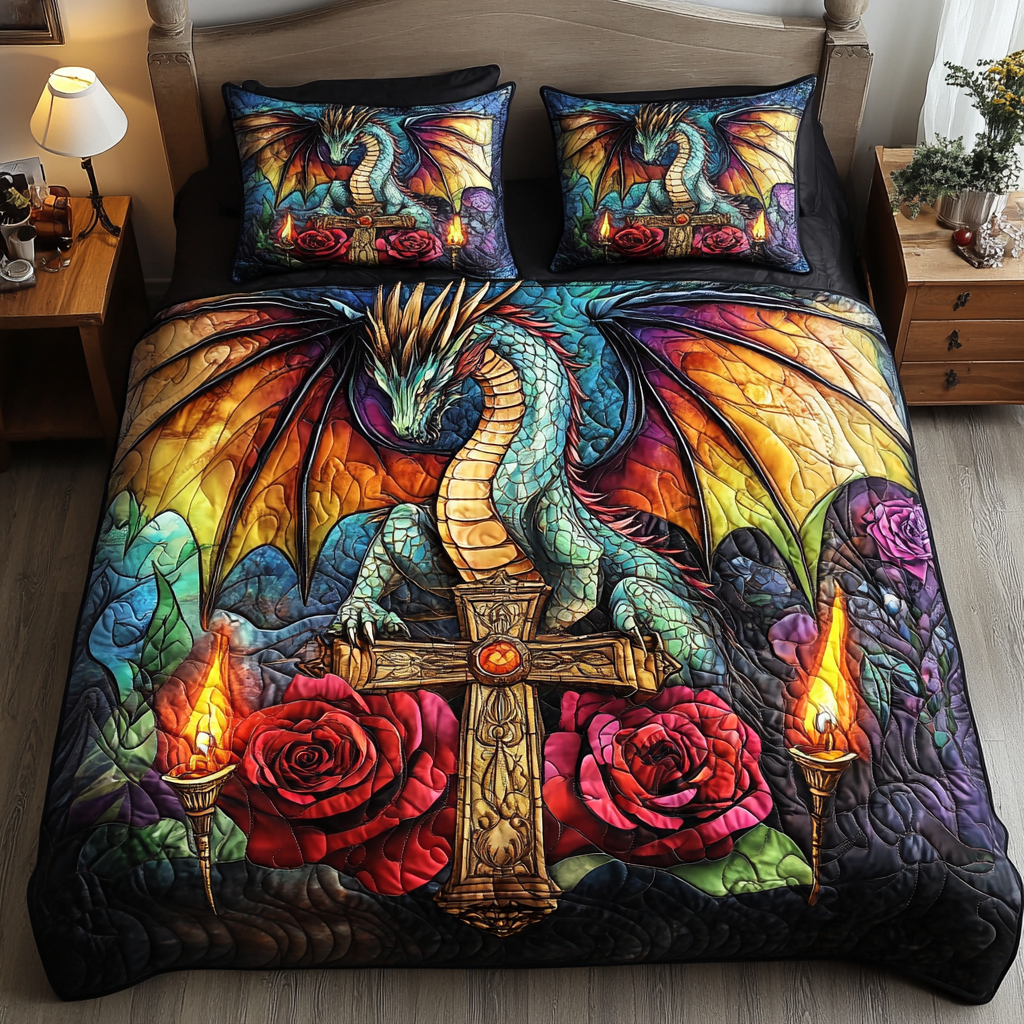 Draconic Realm 3-Piece Quilted Bedding Set