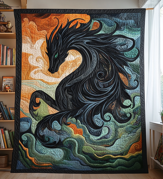 Dragon Obsidian Quilted Blanket