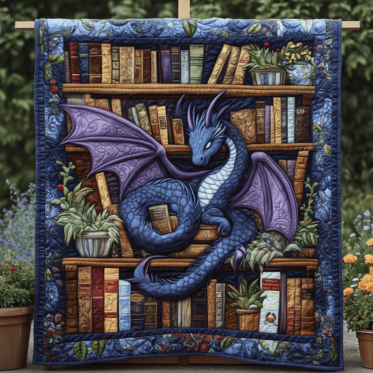 Dragon Bookish Haven Quilted Blanket